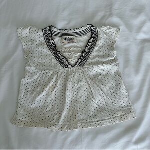 Petit Bateau White Ruffled Blouse with Sequined Neckline 12-18M
